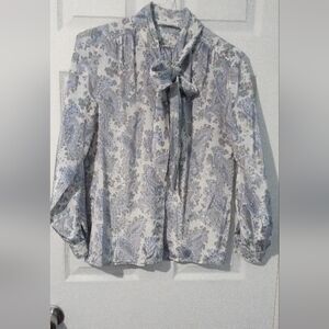 Alfred Dunner Floral Blouse with Bow Tie